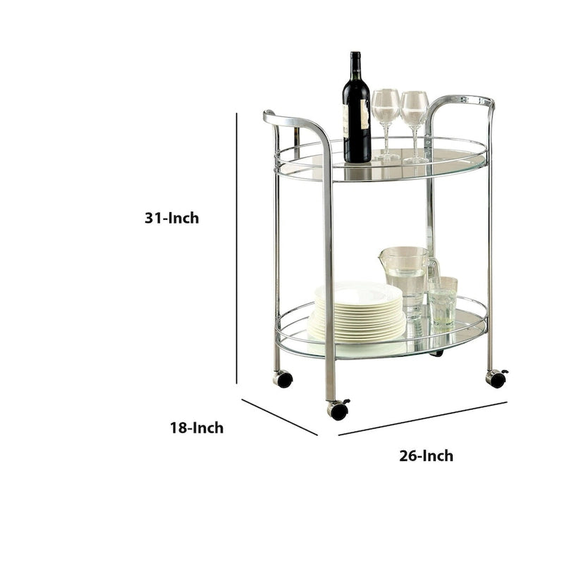 Loule Contemporary Serving Cart In Chrome Finish - 31 H x 26 W x 18 L Inches