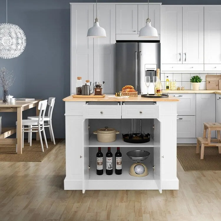 Kitchen Island with Storage and 3-Level Adjustable Shelves - 47 x 36 x 36 (L x W x H)