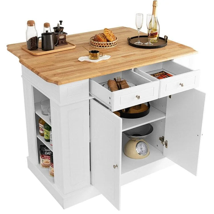 Kitchen Island with Storage and 3-Level Adjustable Shelves - 47 x 36 x 36 (L x W x H)