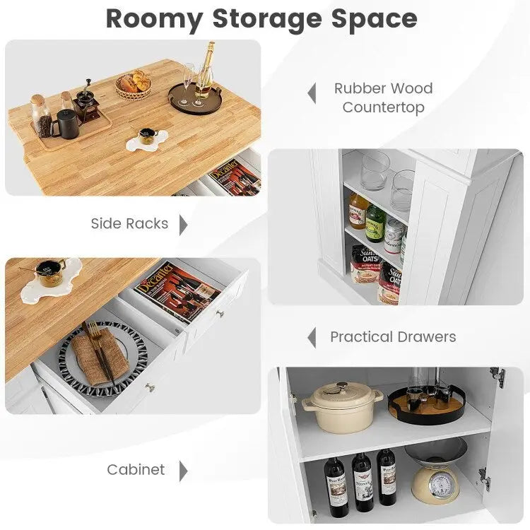 Kitchen Island with Storage and 3-Level Adjustable Shelves - 47 x 36 x 36 (L x W x H)