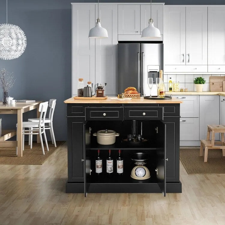 Kitchen Island with Storage and 3-Level Adjustable Shelves - 47 x 36 x 36 (L x W x H)