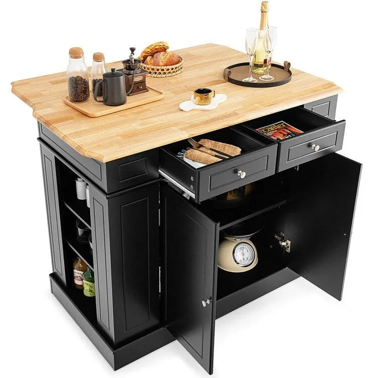 Kitchen Island with Storage and 3-Level Adjustable Shelves - 47 x 36 x 36 (L x W x H)