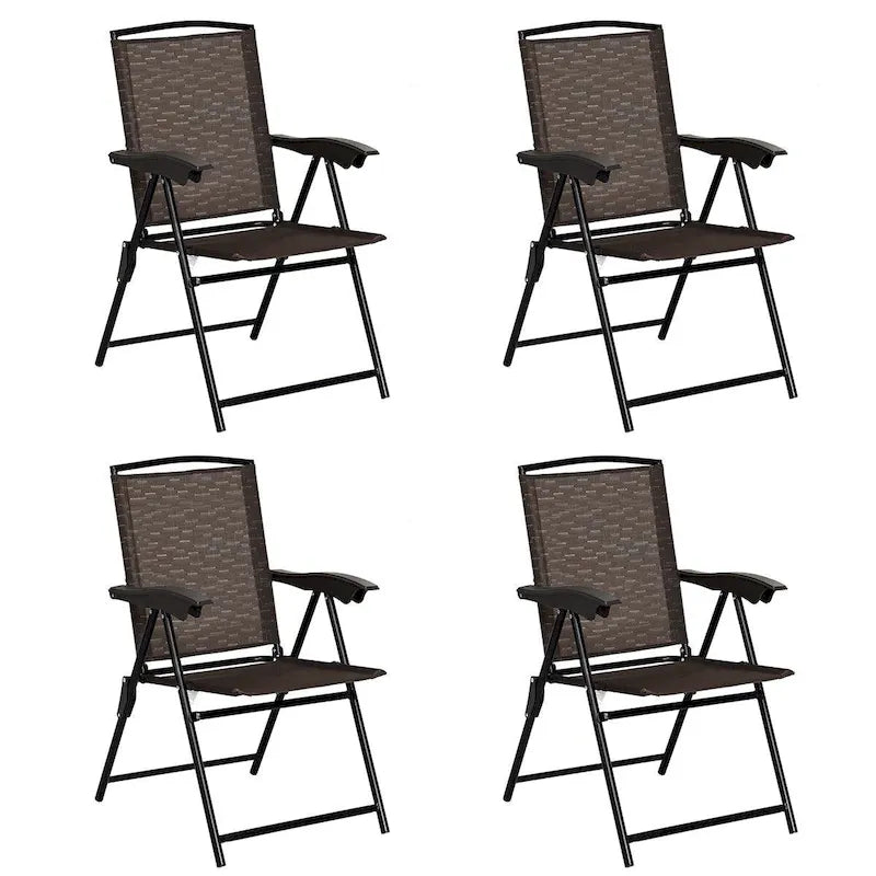 Gymax 4PCS Adjustable Folding Fabric Chair Powder Coated Steel Tube - 21 x 27 x 35.5
