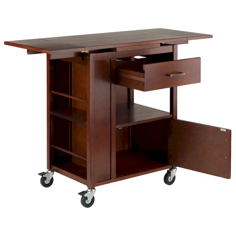 Gregory Extendable Top Kitchen Cart, Walnut - 27.56 x 18.35 x 33.46 inches