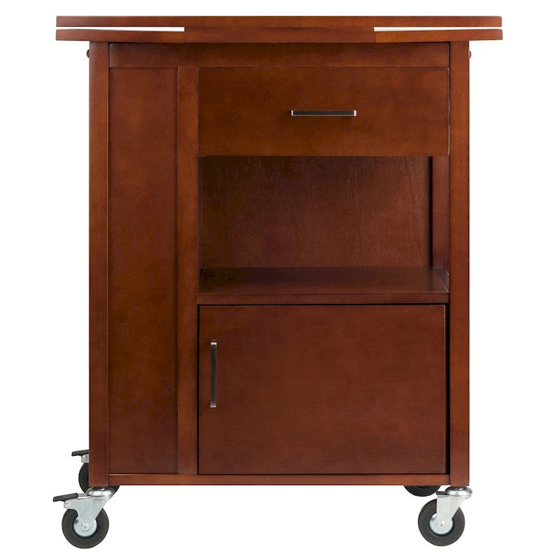 Gregory Extendable Top Kitchen Cart, Walnut - 27.56 x 18.35 x 33.46 inches