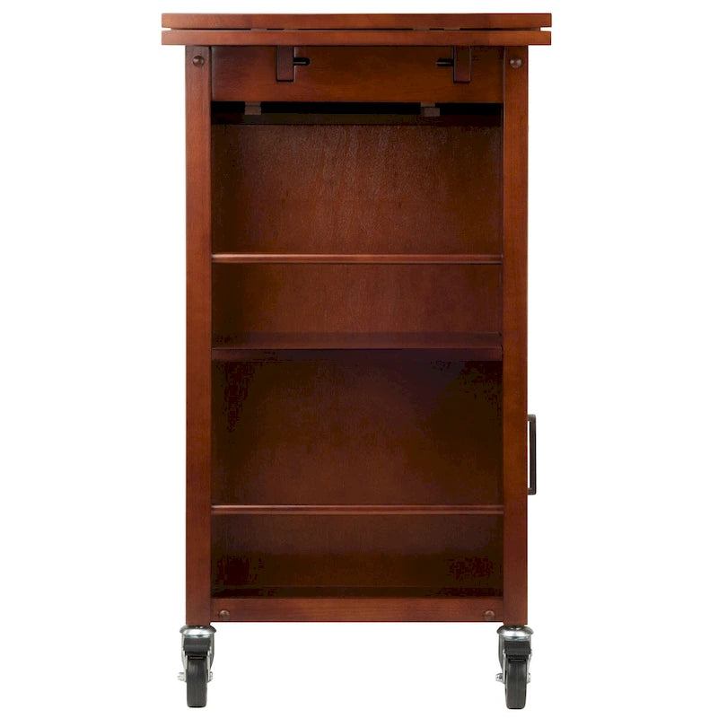 Gregory Extendable Top Kitchen Cart, Walnut - 27.56 x 18.35 x 33.46 inches