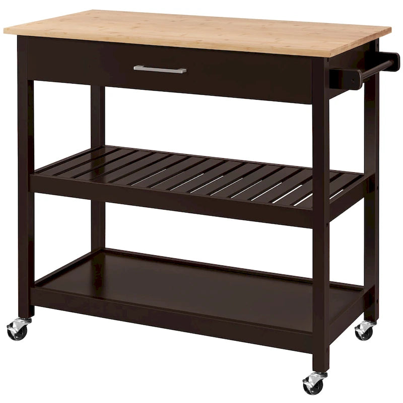 Yaheetech Kitchen Cart with storage and Drawer Wood Countertop