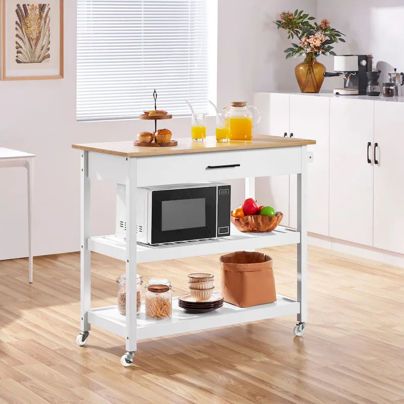 Yaheetech Kitchen Cart with storage and Drawer Wood Countertop