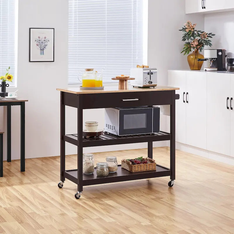 Yaheetech Kitchen Cart with storage and Drawer Wood Countertop