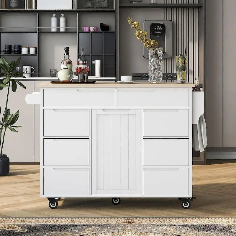 Store Kitchen Cart with Wheels and 8 Drawers