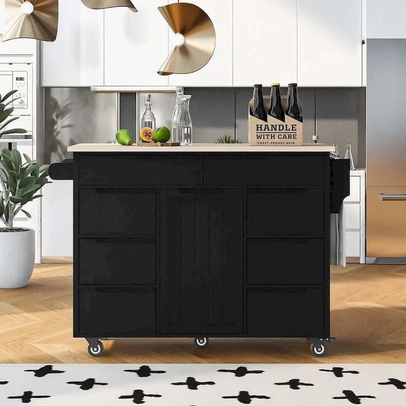 Store Kitchen Cart with Wheels and 8 Drawers