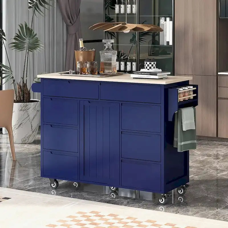 Store Kitchen Cart with Wheels and 8 Drawers