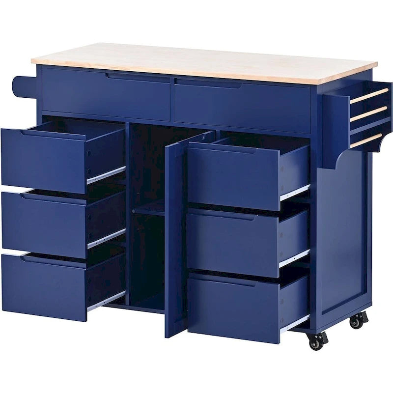 Store Kitchen Cart with Wheels and 8 Drawers