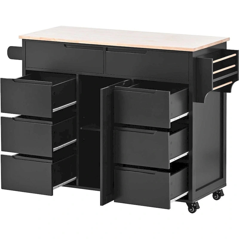 Store Kitchen Cart with Wheels and 8 Drawers