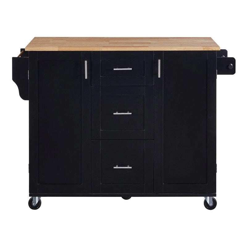Rolling Kitchen Island Cart on Wheels with Storage,2 Slide-Out Shelf and Internal Storage Rack
