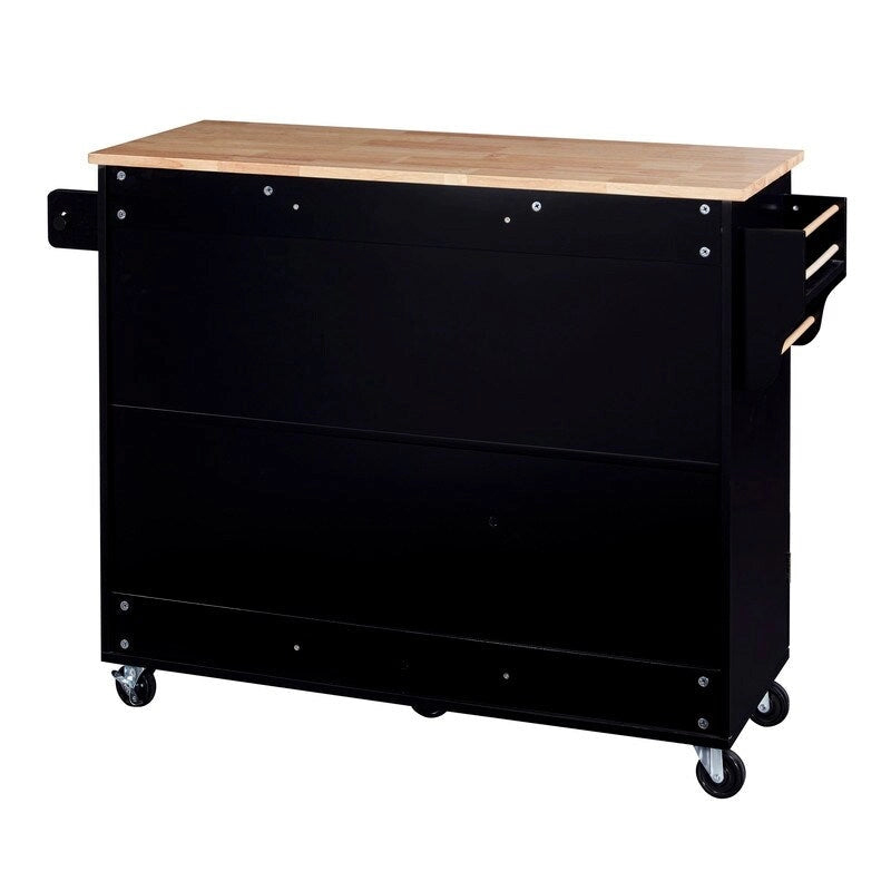 Rolling Kitchen Island Cart on Wheels with Storage,2 Slide-Out Shelf and Internal Storage Rack