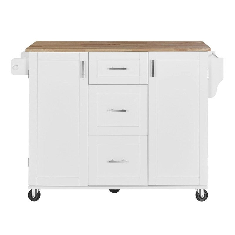 Rolling Kitchen Island Cart on Wheels with Storage,2 Slide-Out Shelf and Internal Storage Rack