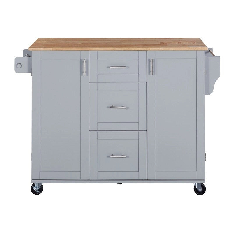 Rolling Kitchen Island Cart on Wheels with Storage,2 Slide-Out Shelf and Internal Storage Rack