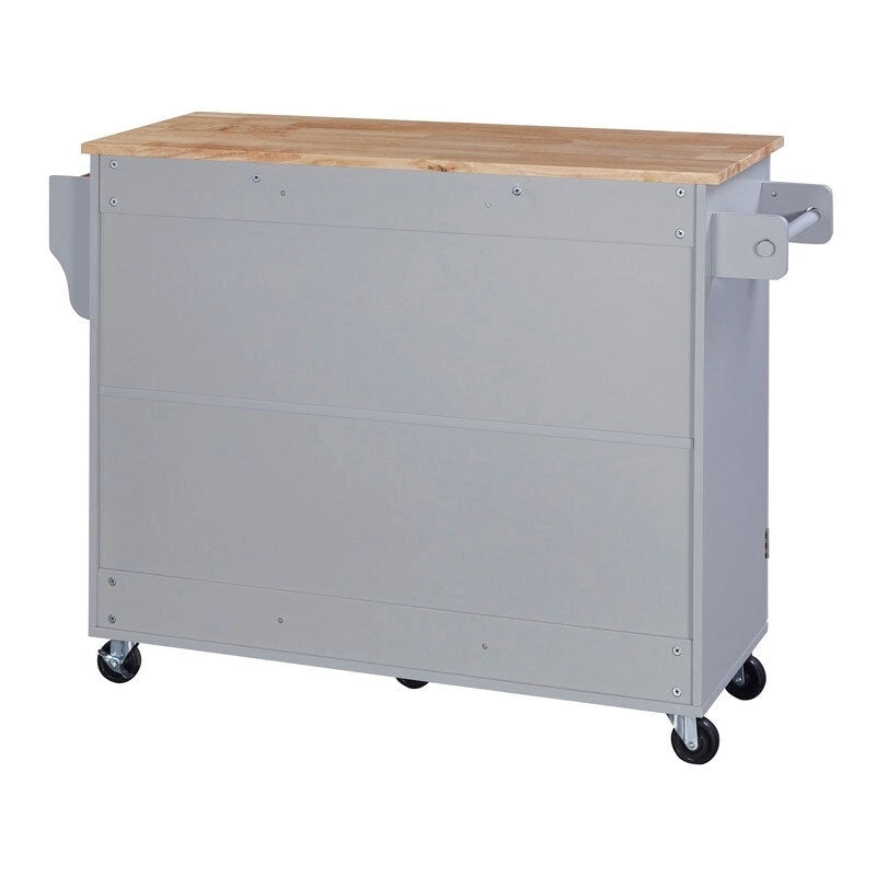 Rolling Kitchen Island Cart on Wheels with Storage,2 Slide-Out Shelf and Internal Storage Rack