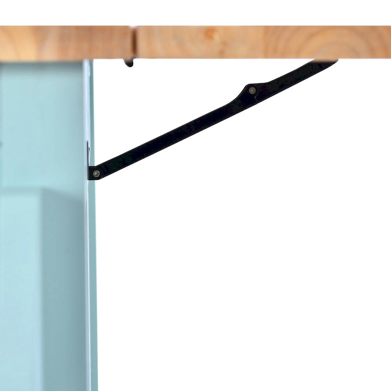 Kitchen Cart with Rubber wood Drop-Leaf Countertop, sliding barn door