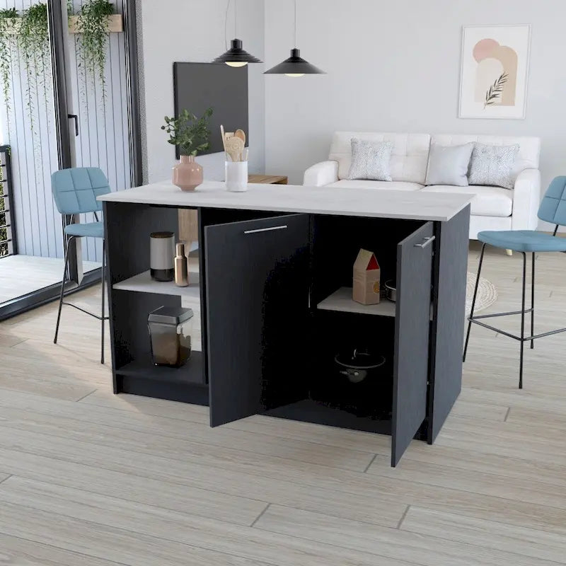 Kitchen Island for Dining Room,Two open storage shelves, Kitchen