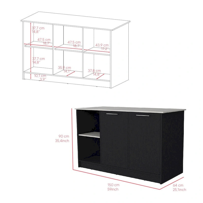 Kitchen Island for Dining Room,Two open storage shelves, Kitchen