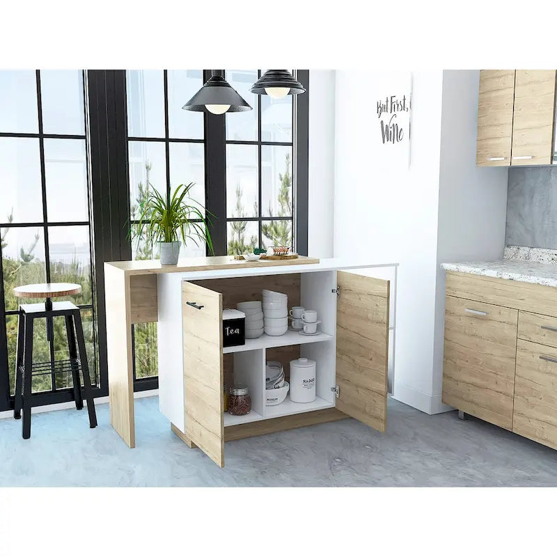 Chesterfield 2-Shelf 1-Drawer 3-Division Kitchen Island White