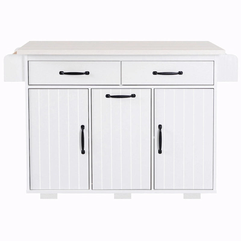 Kitchen Island with Trash Can Storage and Adjustable Shelf