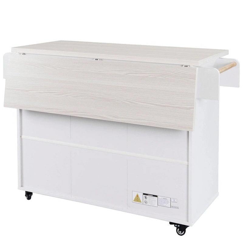 Kitchen Island with Trash Can Storage and Adjustable Shelf