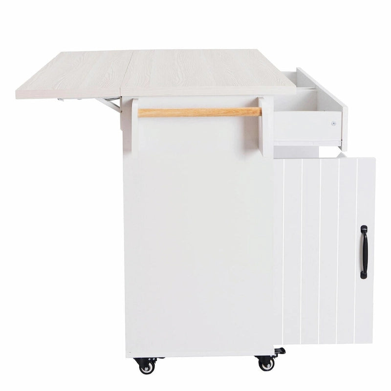 Kitchen Island with Trash Can Storage and Adjustable Shelf