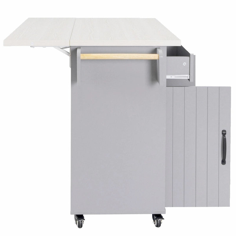 Kitchen Island with Trash Can Storage and Adjustable Shelf