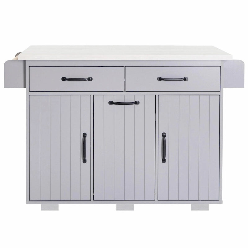 Kitchen Island with Trash Can Storage and Adjustable Shelf