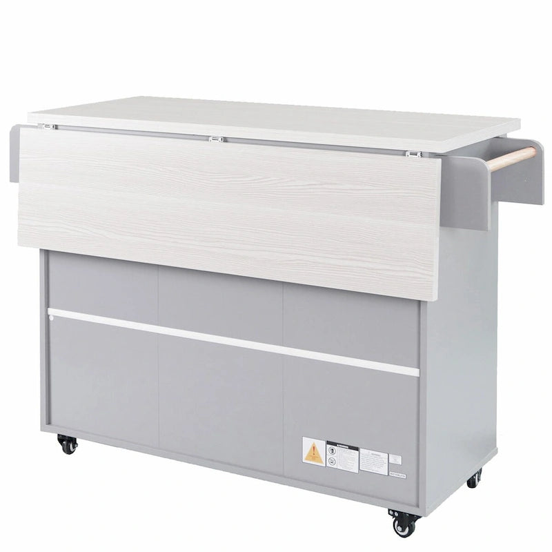Kitchen Island with Trash Can Storage and Adjustable Shelf