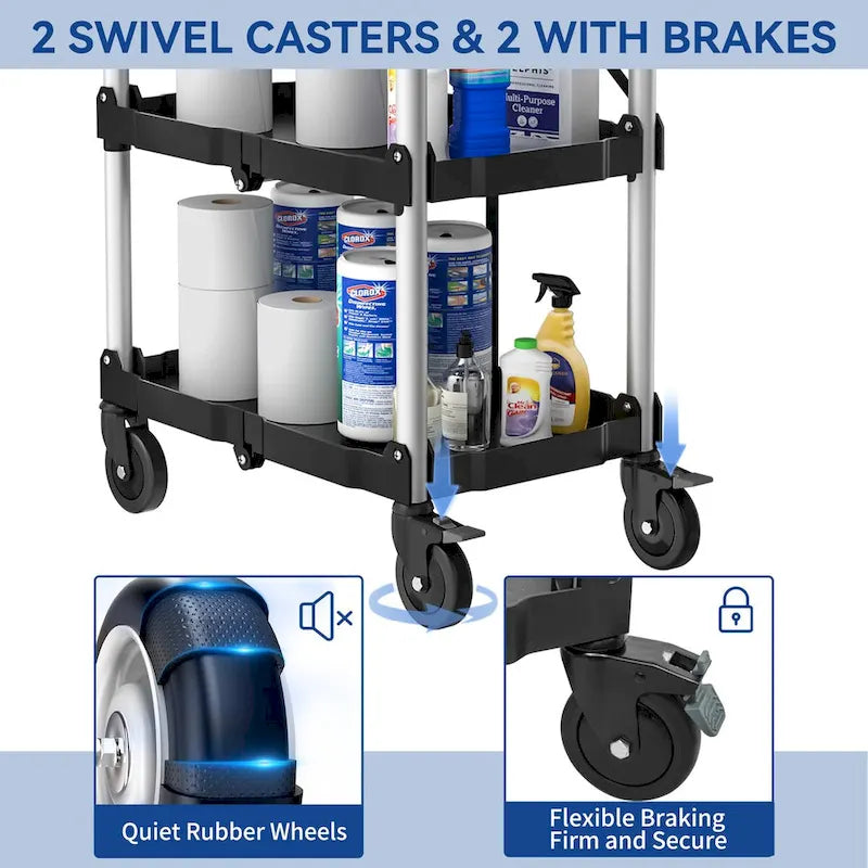 3 Tier Portable Kitchen Cart with Swivel Wheels