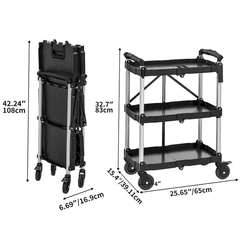 3 Tier Portable Kitchen Cart with Swivel Wheels