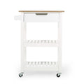Compact Wooden Kitchen Cart with Wheels Shelves and Drawer by Christopher Knight Home