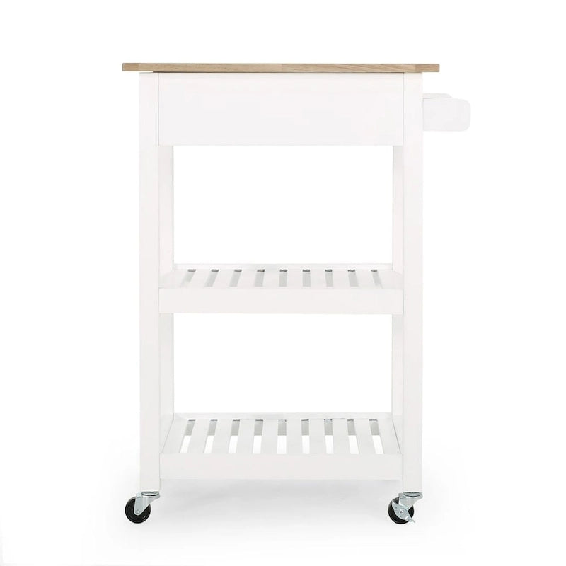 Compact Wooden Kitchen Cart with Wheels Shelves and Drawer by Christopher Knight Home