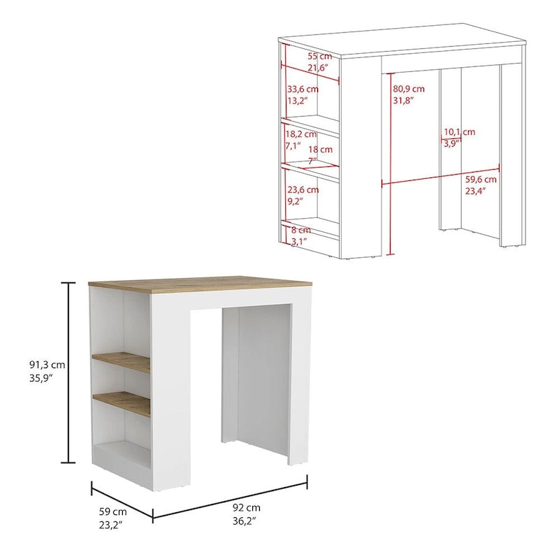 Kitchen Island with 3-Side Shelves for Dining Room.