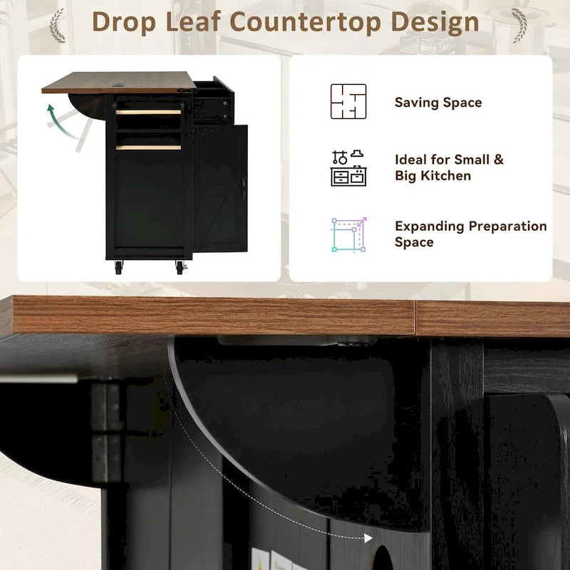 53.5 Farmhouse Kitchen Island with Power Outlet