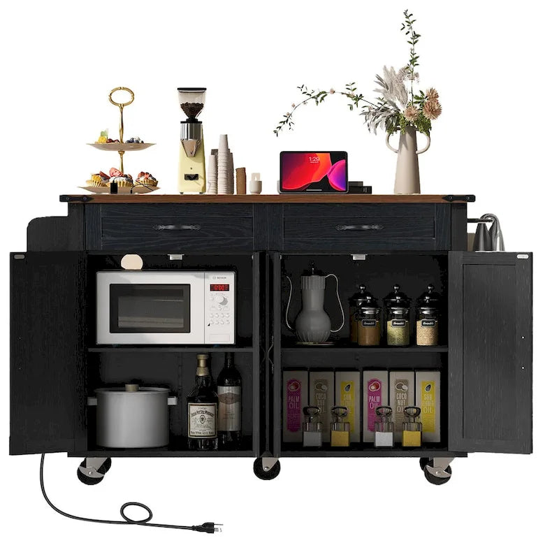 53.5 Farmhouse Kitchen Island with Power Outlet