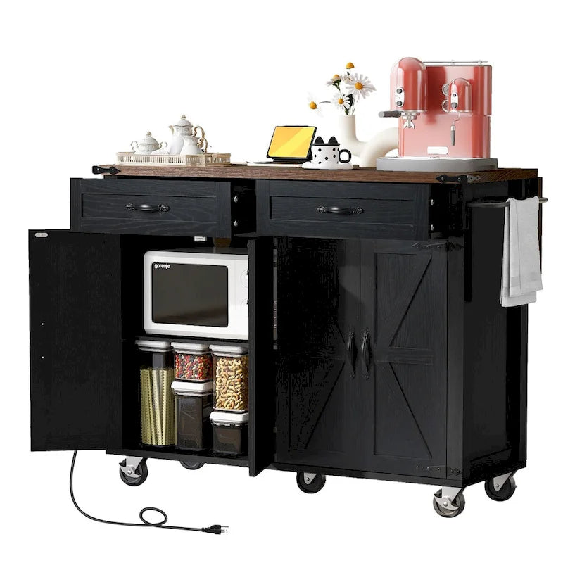 53.5 Farmhouse Kitchen Island with Power Outlet