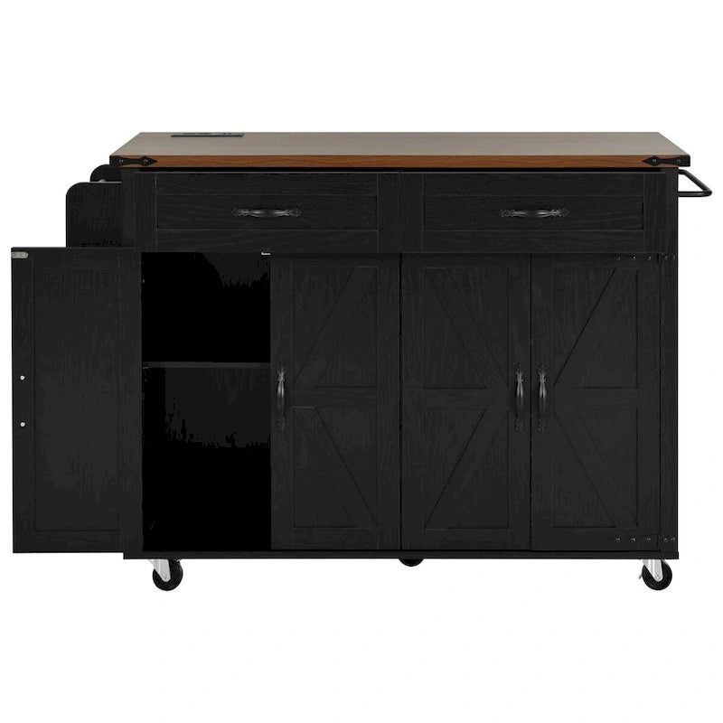 53.5 Farmhouse Kitchen Island with Power Outlet