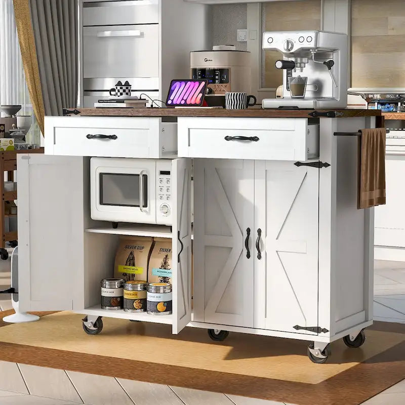53.5 Farmhouse Kitchen Island with Power Outlet