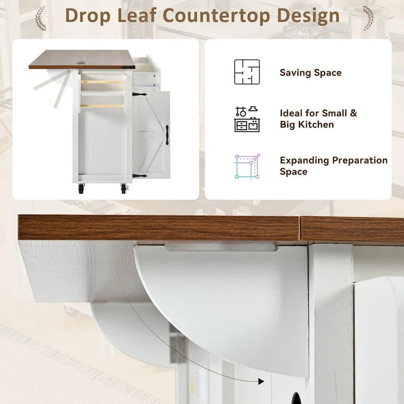 53.5 Farmhouse Kitchen Island with Power Outlet