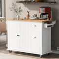 53.9 Width Rolling Kitchen Island with Drop Leaf and 3 Tier Pull Out Cabinet