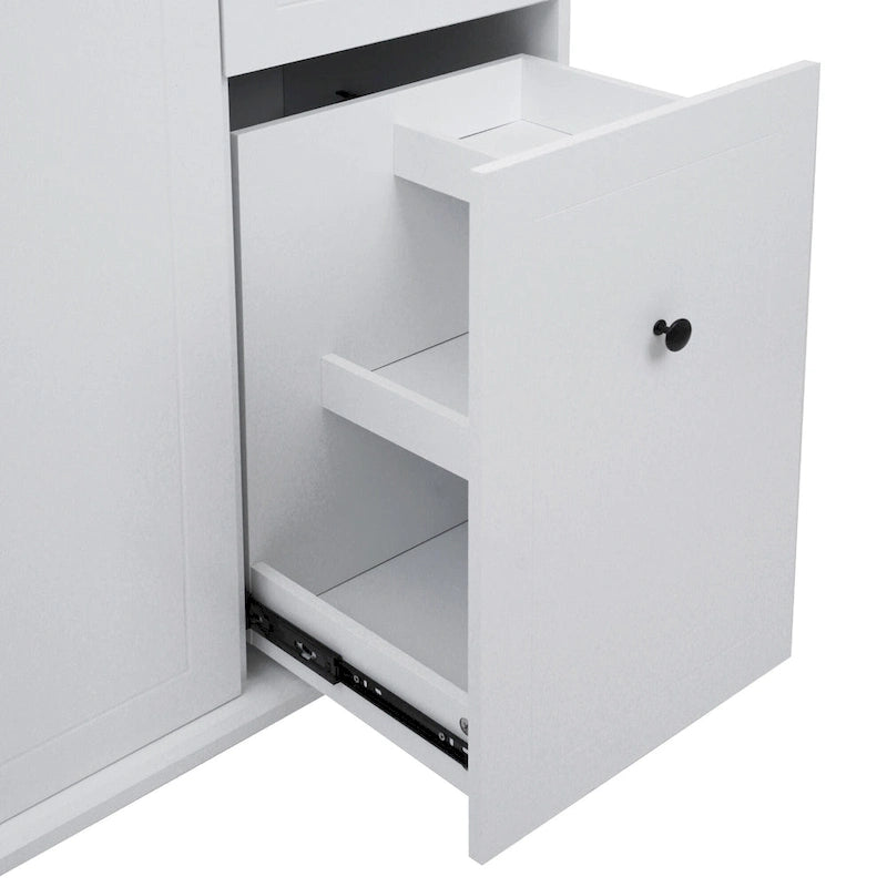 53.9 Width Rolling Kitchen Island with Drop Leaf and 3 Tier Pull Out Cabinet