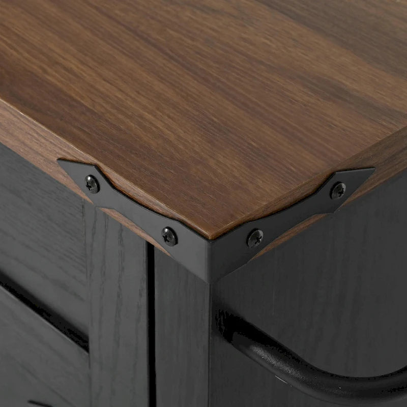 53.5 Farmhouse Kitchen Island - Power Outlet, Drop Leaf, Spice Rack, Drawer, Rolling Cart on Wheels