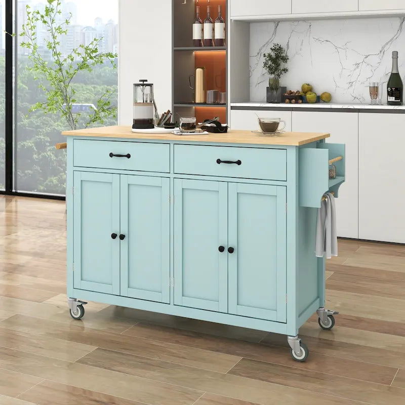 Homestyles Kitchen Island Finish with Wood Top Kitchen Cart
