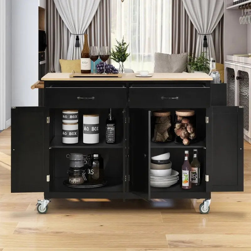 Homestyles Kitchen Island Finish with Wood Top Kitchen Cart