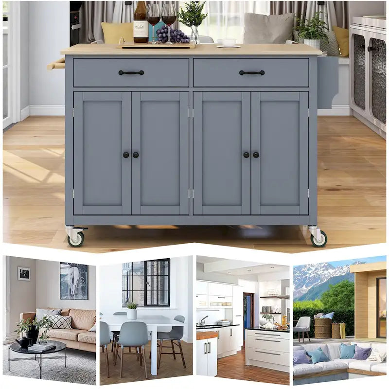 Homestyles Kitchen Island Finish with Wood Top Kitchen Cart